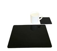 Super Cool Creations Rectangular Placemat And Coaster Set, Black - 4 Placemats and 4 Coaster - Standard