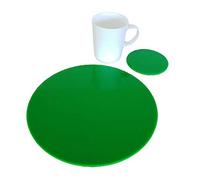 Super Cool Creations Round Placemat And Coaster Set, Bright Green - 4 Placemats and 4 Coaster - Standard
