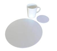 Super Cool Creations Round Placemat And Coaster Set, White - 4 Placemats and 4 Coaster - Standard