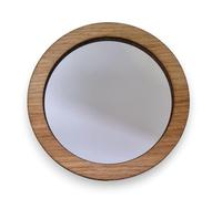 Super Cool Creations Round Wooden Mirrors, Choice of Oak, Walnut or Cherry, with Hooks, 30cm 12" (Walnut)