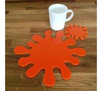 Super Cool Creations Splash Placemat And Coaster Set, Orange - 6 Placemats and 6 Coaster - Standard