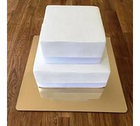 Super Cool Creations Square Cake Board Gold Mirror 9 inch | Laser cut acrylic, polished edges, includes silicone feet
