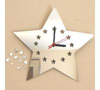 Super Cool Creations Star with Star Didgets Clock Acrylic Silver Mirror, Size 35cm x 32cm
