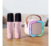 Super Cool RGB Lighted Karaoke Bluetooth Speaker w/ Microphones, Pink