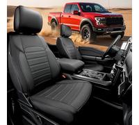 Super Cover Full Coverage Seat Covers for Ford F150, 2015-2024 SuperCrew (XL, XLT) with 1st-Row Bucket Seats, Black Faux Leather Truck Seat Covers for Ford F150