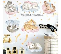 Super Cute Animals Tree Panda Koala Otter Deer Bear Monkey Peel and Stick Wall Sticker,Cloud Animals
