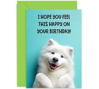 Super Cute Birthday Cards for Men and Women, Adorable Dog 'Hope You're This Happy', Blank Inside