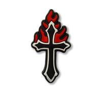Super Cute Burning Fire Cross Goth Emo Metal - Charms For Crocs/Shoes