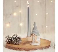 Super Cute Christmas Grey Gonk Gnome Tall Candle Holder - Candle Not Included