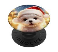 Super Cute Christmas Pup Holiday Dog Design PopSockets Adhesive PopGrip