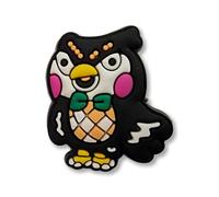 Super Cute Chunky Black Owl With Green Bow Tie Croc Charm - Bird Beautiful Prey