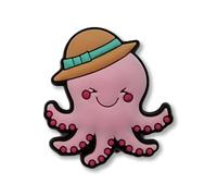 Super Cute Chunky Pink Smiling Octopus Wearing A Hat Croc Charm - Sea Life