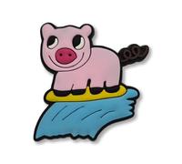 SUPER CUTE Chunky Surfing Pig On A Wave Croc Charm - Farm Animal