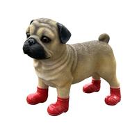 Super cute Dogs and Farm Animals in Wellington Boots figurines novelty home or garden decorations or collectables, GIFT BOXED (PUG in RED Wellingtons)