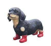 Super cute Dogs and Farm Animals in Wellington Boots figurines novelty home or garden decorations or collectables, GIFT BOXED (DACHSHUND in RED Wellingtons)