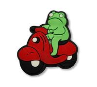 SUPER CUTE Grumpy Toad Riding A Moped - Charms For Crocs/Shoes - FROG