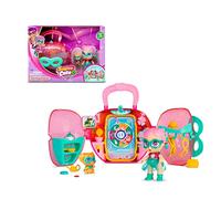 SUPER CUTE LITTLE BABIES - Mini Take-Along Bedroom with Gabi, Superhero Baby Doll in Small Version with Briefcase Box that Converts to Room, Pet and Accessories, Famosa (UPU05201)