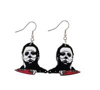 Super Cute Pair Of Serial Killer Earrings for Women, Teens, Halloween, Cosplay and More. Cute Horror Movie Halloween Lightweight Earrings. Serial Killer Style Halloween Serial Killer Mask Earrings for
