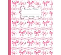 Super Cute Preppy Aesthetic Composition Notebook Pastel Blue & White Coquette Bows: Wide Ruled Journal for Girls, Kids, Teens; Y2K Cool Girly School Supply.