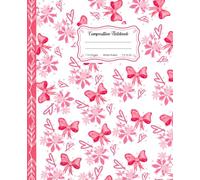 Super Cute Preppy Aesthetic Composition Notebook Pastel Pink & White Coquette Bows: Wide Ruled Journal for Girls, Kids, Teens; Y2K Cool Girly School Supply
