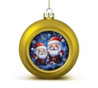 Super Cute Santa Claus Christmas Ball Ornaments - Golden Shatterproof Plastic Vintage Rustic Xmas Tree Decorations Pendant for Family Holiday Wedding Party Xmas Hanging Decoration