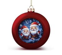 Super Cute Santa Claus Christmas Ball Ornaments - Red Shatterproof Plastic Vintage Rustic Xmas Tree Decorations Pendant for Family Holiday Wedding Party Xmas Hanging Decoration