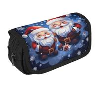 Super Cute Santa Claus Pencil Case Organizer - Large Capacity 3 Compartment Pencil Pouch for Adults, Portable Makeup Bag & Aesthetic Stationery Bag with Zipper (8.7x4.3") Unisex Gift