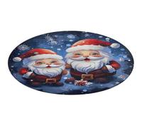 Super Cute Santa Claus Round Area Rug Non Slip Backing Doormat Water Absorbent Plush Throw Low-Pile Non-Slip Floor Mat Carpet for Living Room Bedroom Entryway Nursery Room 80 * 80cm