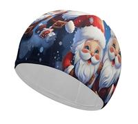 Super Cute Santa Claus Swim Cap for Women Men Swimming Hat Bath Waterproof Pool Caps for Long Thick Curly Hair