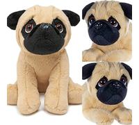 Super Cute Sitting Pug Plush Dog Approx. 20 cm x 15 cm x 13 cm, Cuddly Toy, Plush Dog, Soft Toy Puppy, Classic Soft Plush