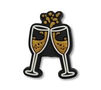 Super Cute Wedding Bride Black Gold Champagne Prosecco Glass Croc Charm - Drink