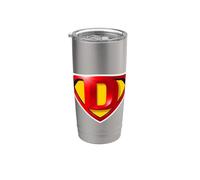 Super D Hero Alphabet Cute Initial Monogram Letter D Logo Stainless Steel Insulated Tumbler