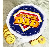 Super Dad Logo Round Personalised Gift Cake Biscuits Sweets Treat Tin Personalised Gift | Custom Gift | Personalized Tin | Cake, Biscuit & Treat Tins | Gift For Her | Gift For Him