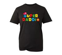 Super Daddio T-Shirt, Father's Day Funny Video Game Best Dad Ever Birthday Superhero Men's Top (Black, 4XL)