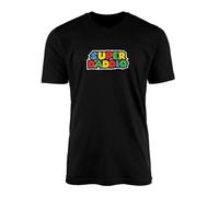 Super Daddio T-Shirt Top Tee - Birthday Father's Day Dad Daddy Father Classic Retro Video Game Gamer Plumber Mushroom Kart Bomb Mens Fashion Clothing (XL, Black)