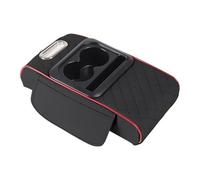 SUPER DAFI Armrest Storage Box Universal Center Console Armrest Heightening Cushion Pad Car Storage Box Multifunctional Organizer With Cup Holder Center Console Organizer Tray(1)