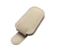 SUPER DAFI Sun Visor Clip 1PC Universal Car Sunglasses Holder Sun Visor Eyeglasses Clip Leather Anti Scratch Durable Glasses Case Magnetic Mount Ticket Card Glasses Case Durable(Beige)