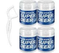 Super Deer Floss Picks (200 Count)-Twin-Line, Tooth Picks Flossers with 4 Travel Cases, Helps to Fight Tooth Decay and Keep Your Teeth Clean, Flossing Sticks for Family (Barrel Floss B(200 Count))