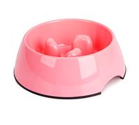 SUPER DESIGN Gobble-Stop Slow Feeder Dog Bowl Slow Eating Anti-Gulp BPA Free Melamine Bowl Fun Interactive Pet Bowl for Dogs Cats Puppies, Medium, Rose