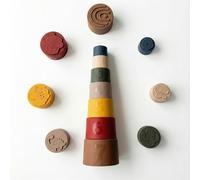 Super Doopers Silicone Stacking Cups - Warm Day Earth Set - 7-Piece Montessori Stacking Toy for Fine Motor Skill Development, BPA-Free Silicone, Ages 6 Months+