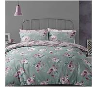 Super Dreamer Botanical Duvet Cover, Fitted Sheet With Pillow Cases, 4 Piece Floral Bedding & Linen, Complete Bed Set King Size, Green (11693970)