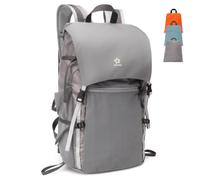 Super Eager 20L Lightweight Hiking Backpack, Foldable Travel Backpack, Water-Resistant Small Camping Rucksack for Men Women Outdoor Trekking, Grey