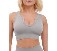 Super Eagle® Bralettes Sports Bras for Women High Impact Crop Top Seamless Padded Comfort Sport Wirefree Push up Bra Notch Neckline Workout Yoga Running Gym Light Grey