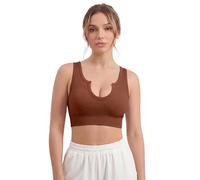 Super Eagle® Seamless Sports Bra for Women Wire-Free Push-Up Bra with Removable Pads for Yoga Running & Gym Brown