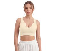 Super Eagle® Seamless Sports Bra for Women Wire-Free Push-Up Bra with Removable Pads for Yoga Running & Gym Beige