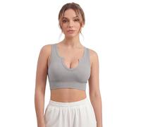 Super Eagle® Seamless Sports Bra for Women Wire-Free Push-Up Bra with Removable Pads for Yoga Running & Gym Light Grey
