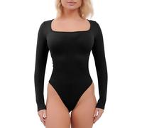 Super Eagle® Shapewear for Womens Ribbed Tummy Control Body Shaper Seamless Shaping Waist Trainer High Stretch Padded Vest Long Sleeves Leotard Top Swimsuit Bodysuits