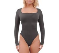 Super Eagle® Shapewear for Womens Ribbed Tummy Control Body Shaper Seamless Shaping Waist Trainer High Stretch Padded Vest Long Sleeves Leotard Top Swimsuit Bodysuits