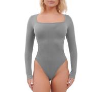 Super Eagle® Shapewear for Womens Ribbed Tummy Control Body Shaper Seamless Shaping Waist Trainer High Stretch Padded Vest Long Sleeves Leotard Top Swimsuit Bodysuits