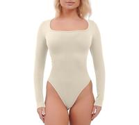 Super Eagle® Shapewear for Womens Ribbed Tummy Control Body Shaper Seamless Shaping Waist Trainer High Stretch Padded Vest Long Sleeves Leotard Top Swimsuit Bodysuits